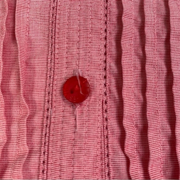 Victoria Secret Blouse Women Size Medium Button Down Pleading Long Sleeves Red - Picture 12 of 15
